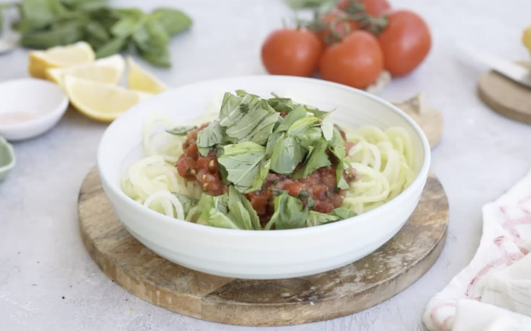 Chunky Tomato Sauce with Cucumber Noodles